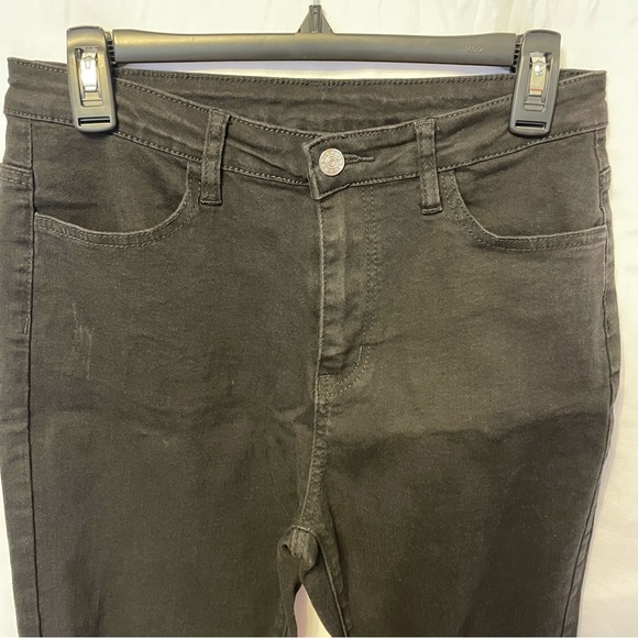 SHEIN Black Distressed Skinny Jeans NWOT Size Large Everyday Jeans Dark Denim - Picture 4 of 12